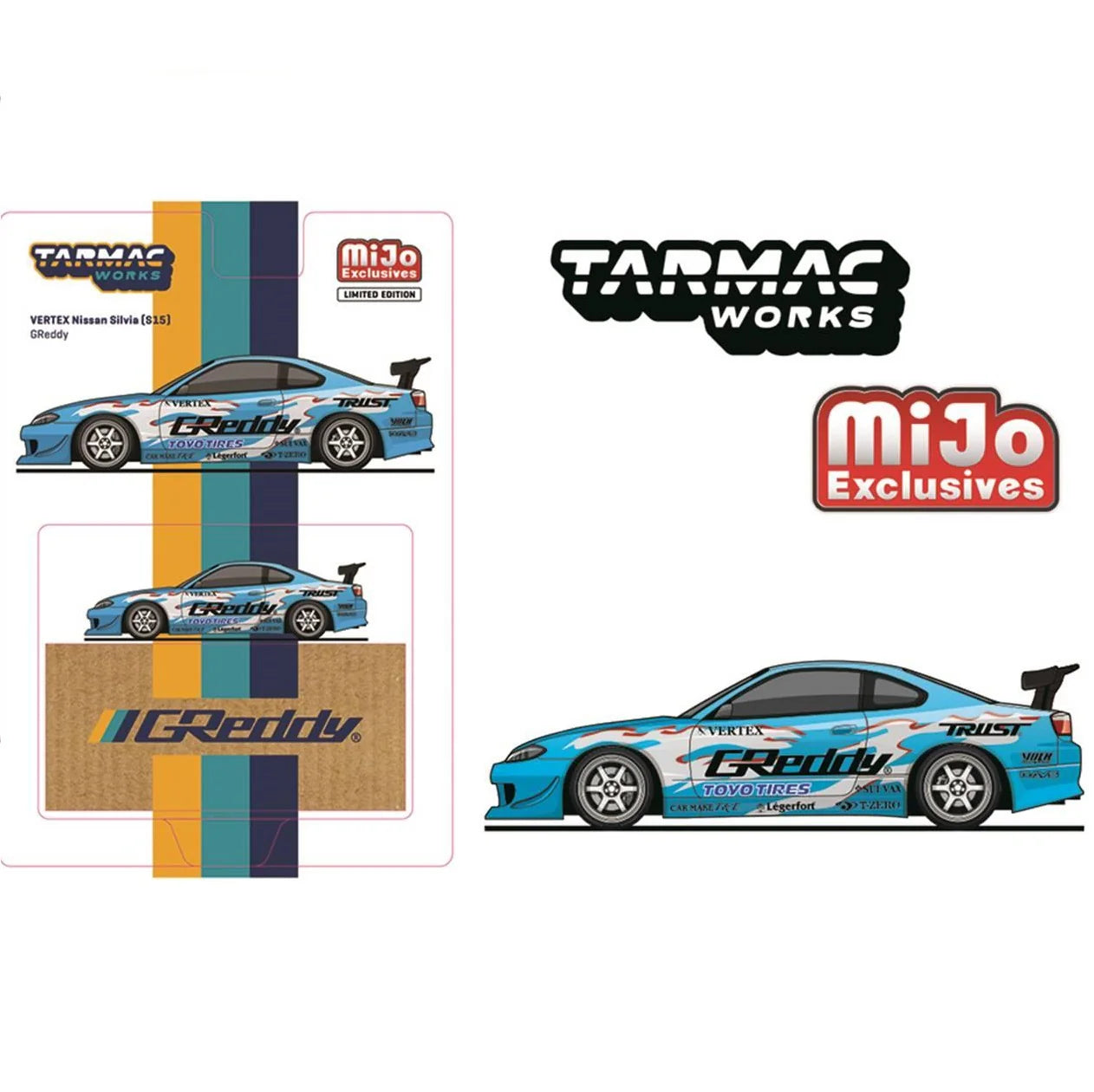 Tarmac Works GLOBAL64 1/64 Vertex Nissan Silvia (S15) GReddy Special Limited Edition – MiJo Exclusives