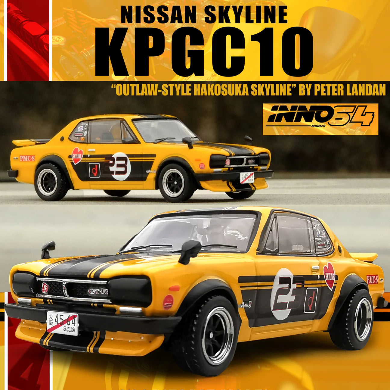 INNO64 1/64 NISSAN SKYLINE 2000 GT-R (KPGC10) IN64-KPGC10-YL23