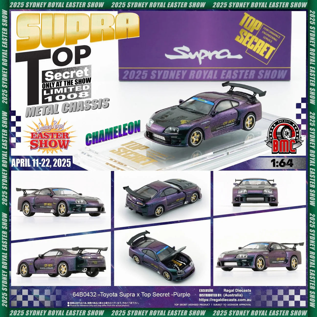 BM Creations 1/64 Toyota Supra x Top Secret - Australian Exclusive Chameleon Purple 64B0432