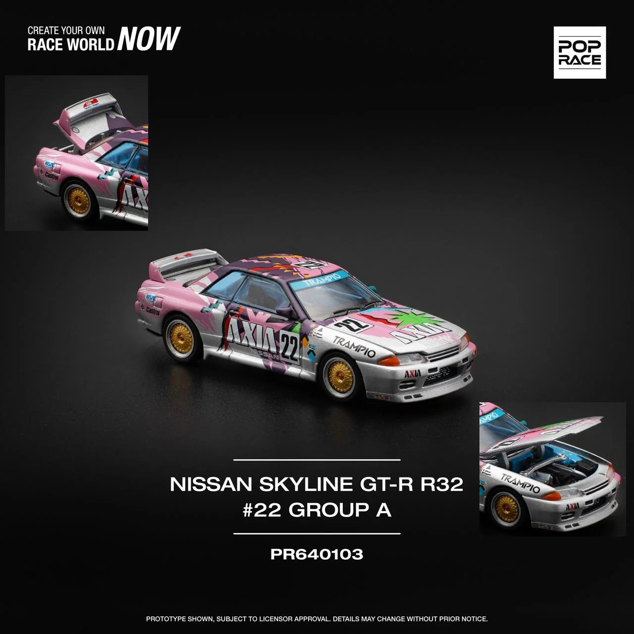 POPRACE 1/64 NISSAN SKYLINE GT-R R32 #22 AXIA GROUP A PR640103