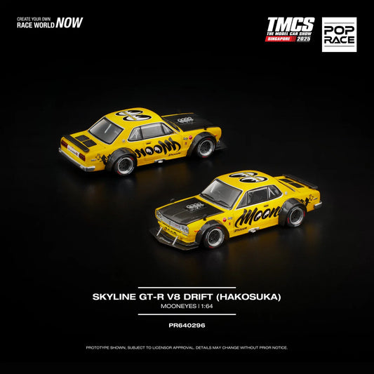 POPRACE 1/64 SKYLINE GT-R V8 DRIFT (HAKOSUKA) MOONEYES TMCS SINGAPORE SPECIAL EDITION *