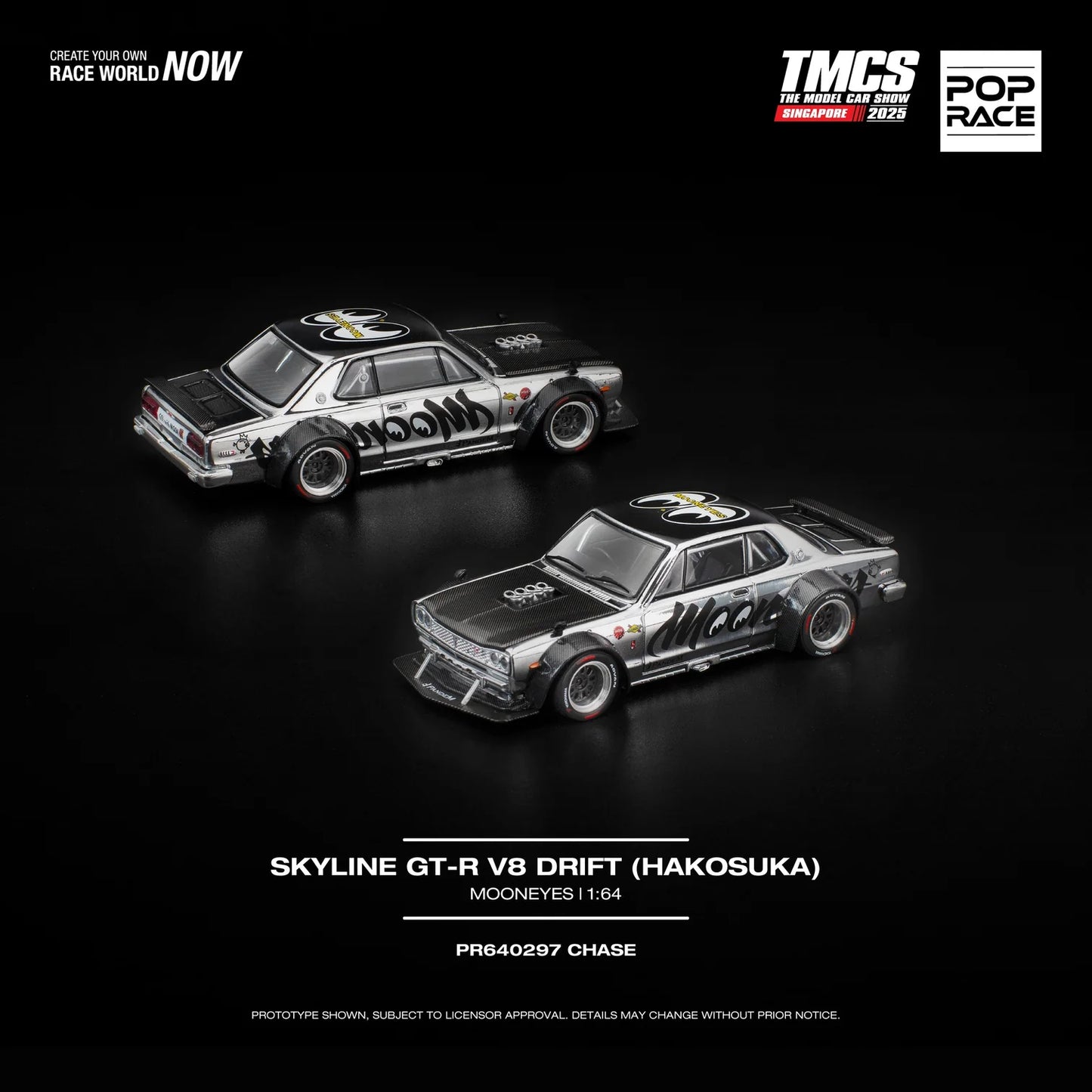 POPRACE 1/64 SKYLINE GT-R V8 DRIFT (HAKOSUKA) MOONEYES TMCS SINGAPORE SPECIAL EDITION *