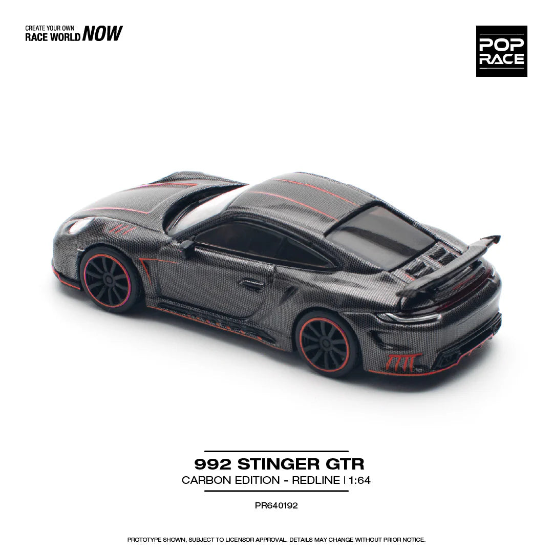 POPRACE 1/64 PORSCHE STINGER 992 CARBON EDITION (RED LINE) PR640192