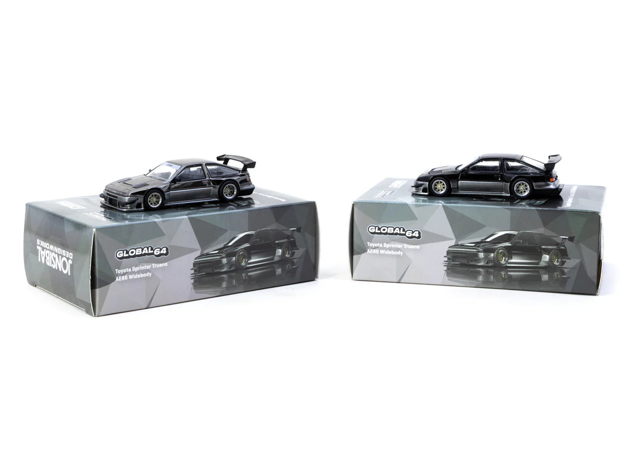TARMAC WORKS GLOBAL64 1/64 Toyota Sprinter Trueno AE86 Widebody Black/Grey