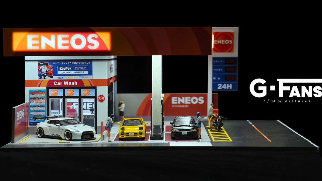 AD x G-FANS 1/64 ENEOS Gas Station with 2 Metal Figures (North American Exclusive Edition) AD-710038GF