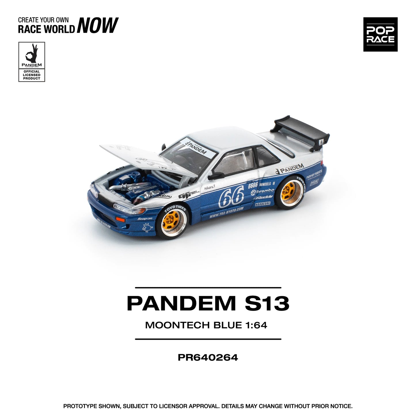 PREORDER POPRACE 1/64 PANDEM SILVIA S13 MOONTECH BLUE PR640264