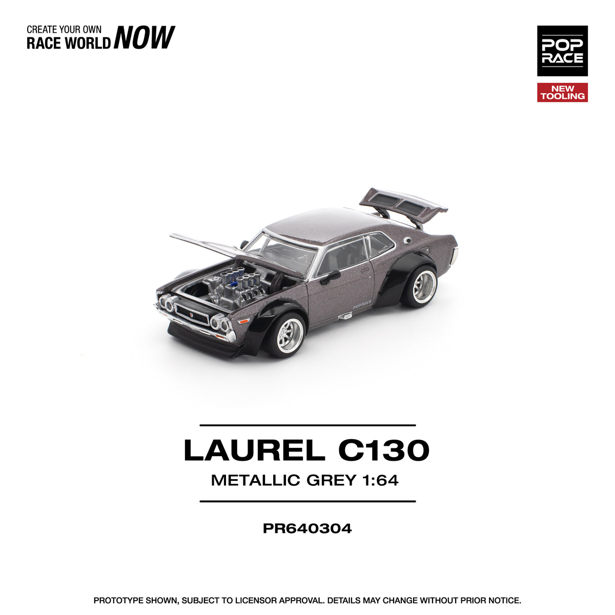 POPRACE 1/64 LAUREL C130 METALLIC GREY PR640304