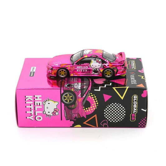 TARMAC WORKS 1/64 VERTEX Silvia (S14) Hello Kitty Pink Chrome APA XPO 2025 event model T64G-018-HK2
