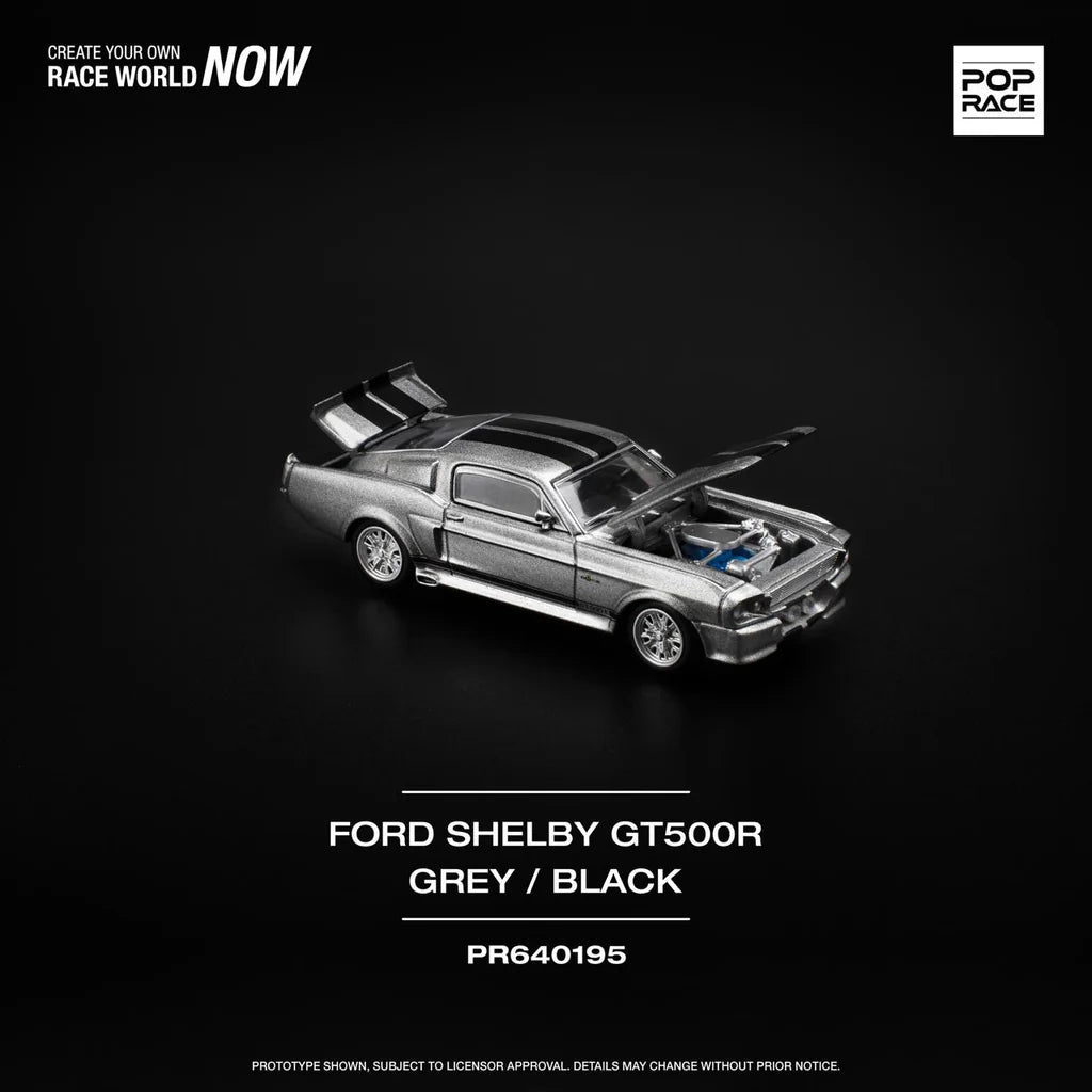 POPRACE 1/64 1967 SHELBY MUSTANG GT500 - GREY/BLACK