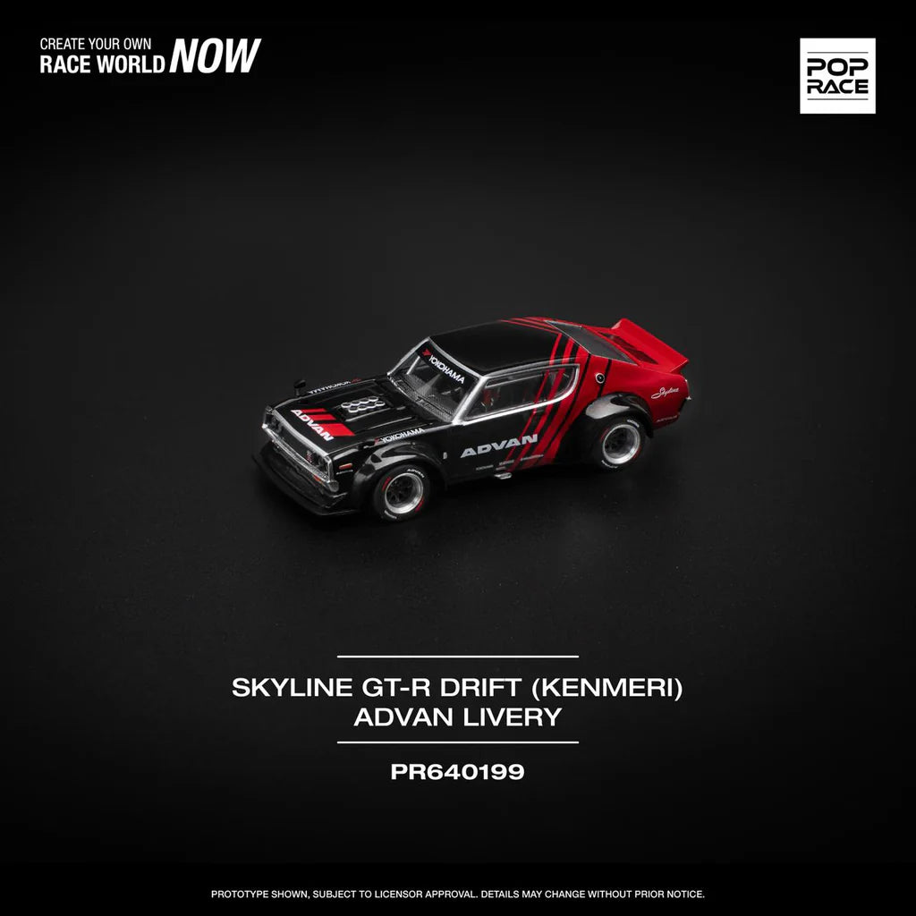 POPRACE 1/64 SKYLINE GT-R DRIFT (KENMERI) - ADVAN LIVERY