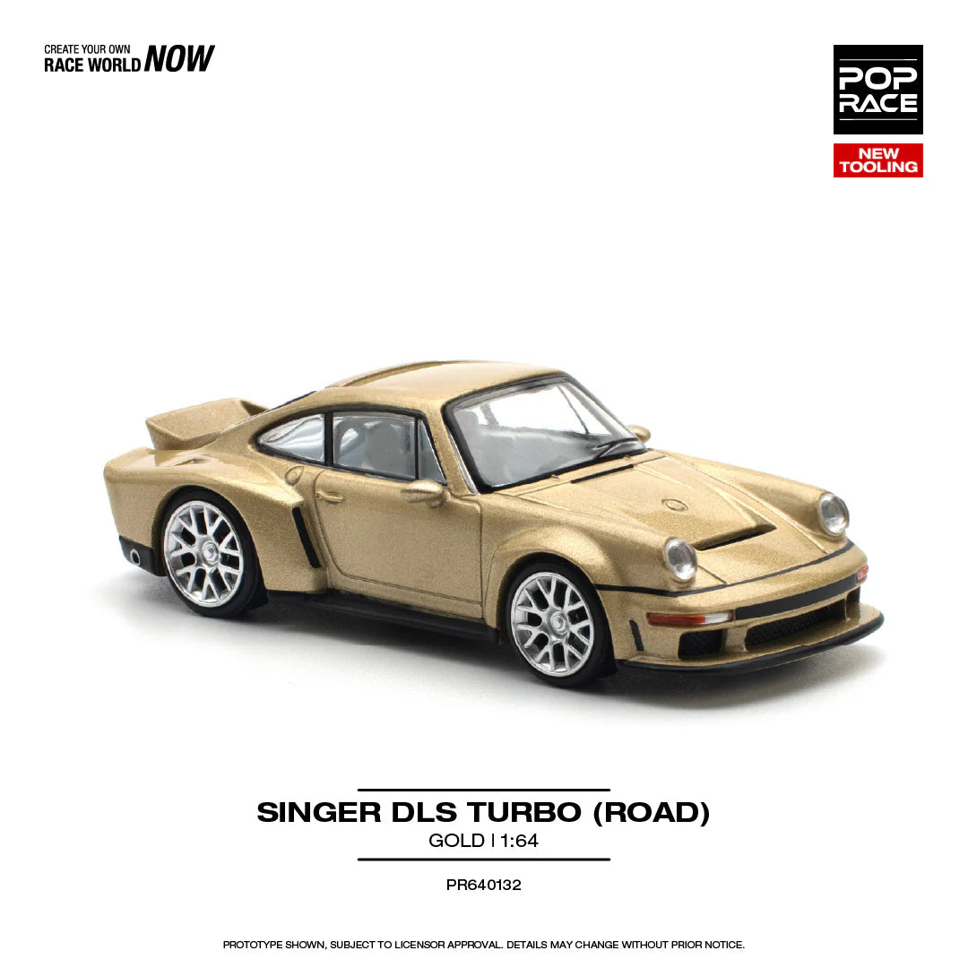 POPRACE 1/64 PORSCHE SINGER DLS TURBO (ROAD) GOLD PR640132