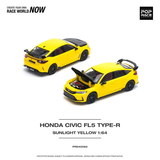 POPRACE 1/64 Honda Civic FL5 Type-R Sunlight Yellow PR640062