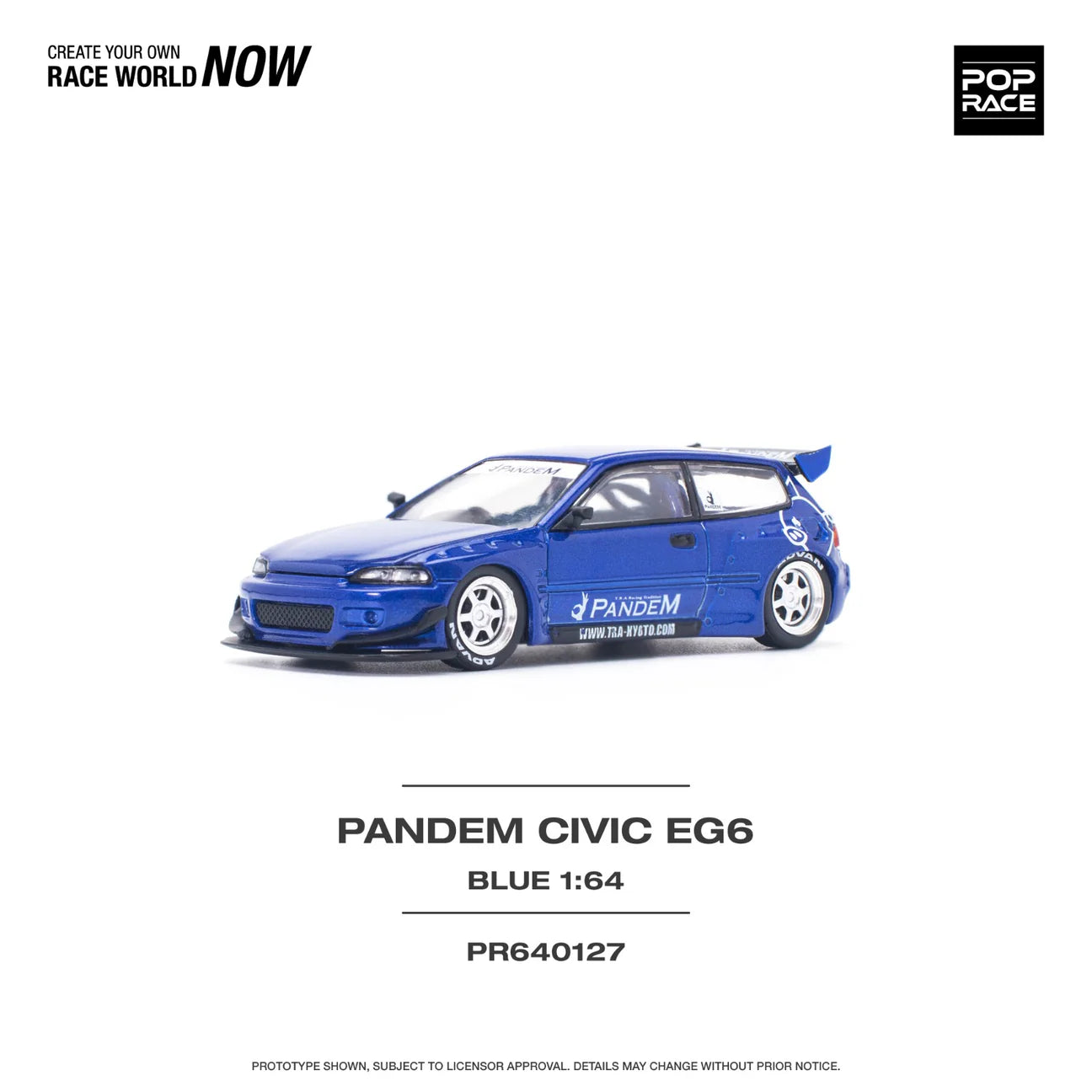 POPRACE 1/64 PANDEM CIVIC EG6 v1.5 METALLIC BLUE PR640127