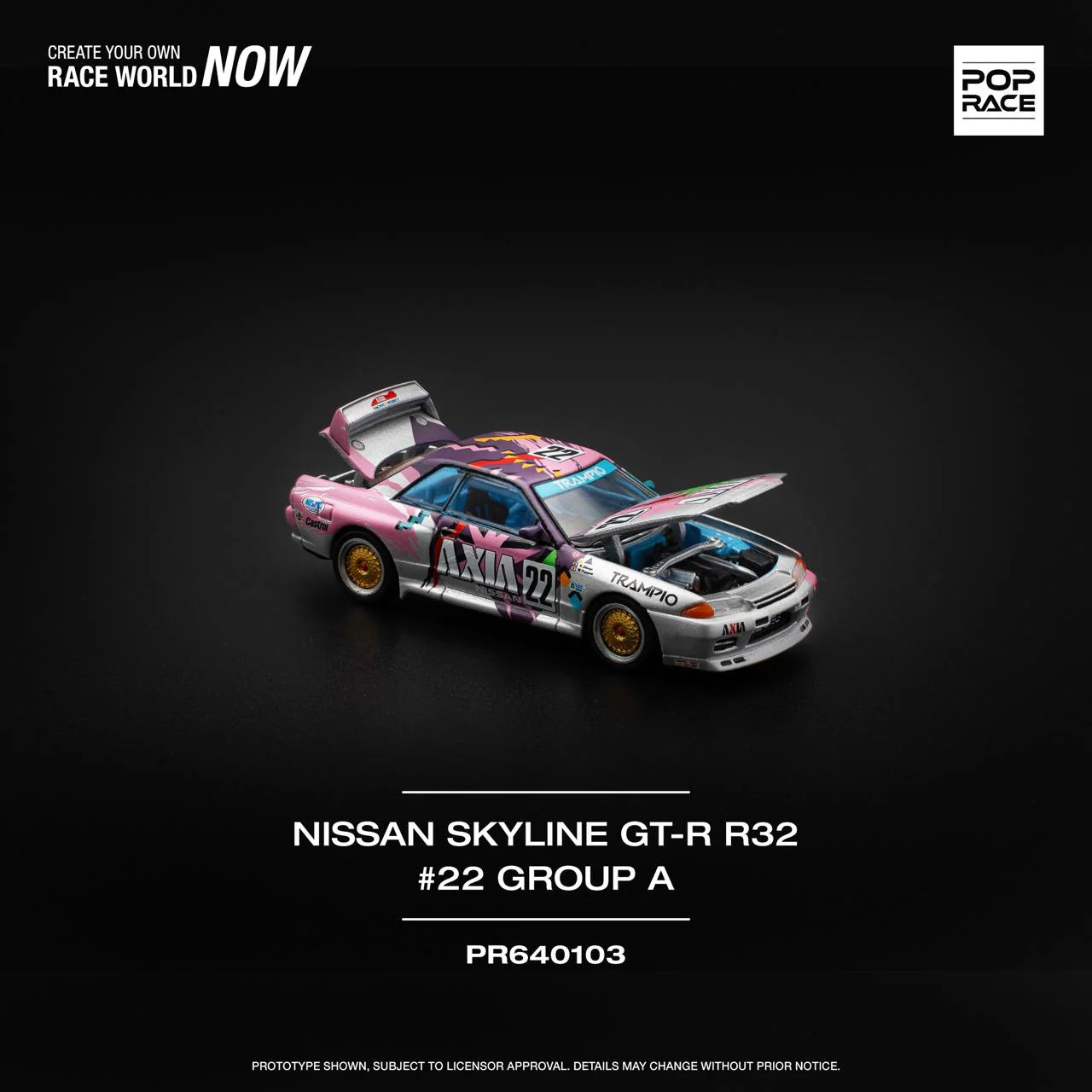 POPRACE 1/64 NISSAN SKYLINE GT-R R32 #22 AXIA GROUP A PR640103