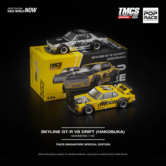 POPRACE 1/64 SKYLINE GT-R V8 DRIFT (HAKOSUKA) MOONEYES TMCS SINGAPORE SPECIAL EDITION *