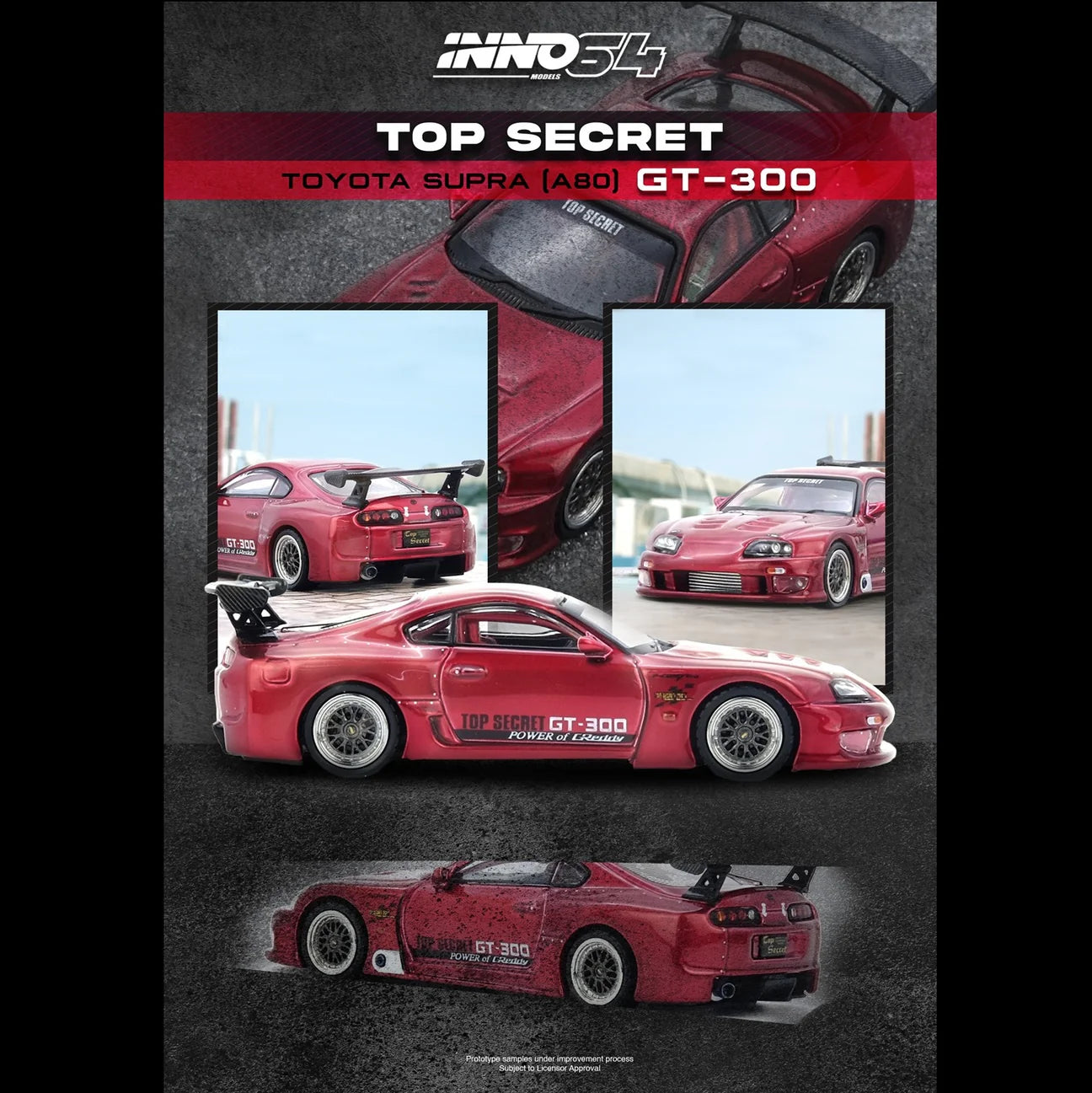 INNO64 1/64 TOYOTA SUPRA (A80) "TOP SECRET" Red IN64-A80TS-RED
