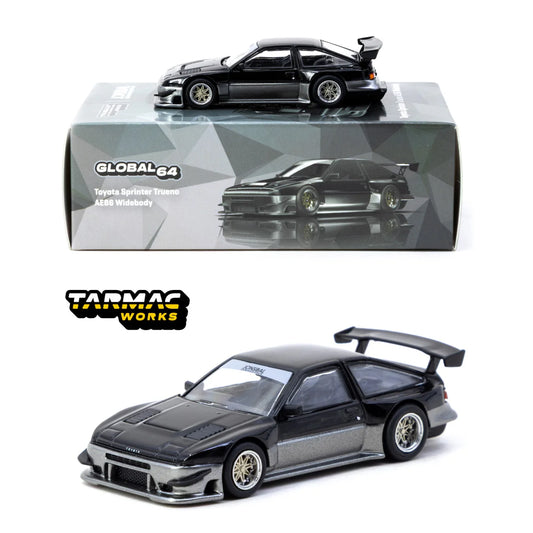 TARMAC WORKS GLOBAL64 1/64 Toyota Sprinter Trueno AE86 Widebody Black/Grey