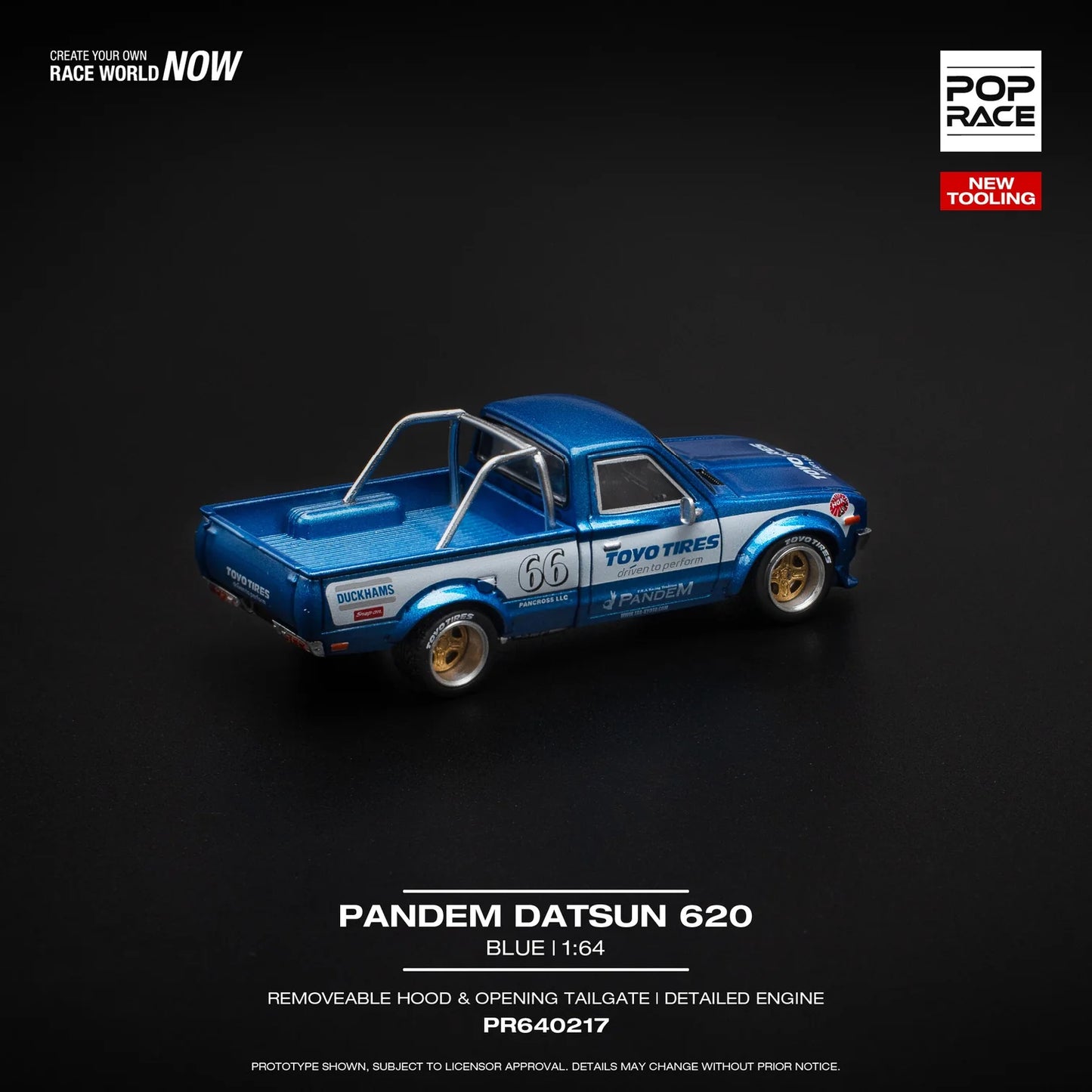 POPRACE 1/64 PANDEM DATSUN 620 BLUE PR640217