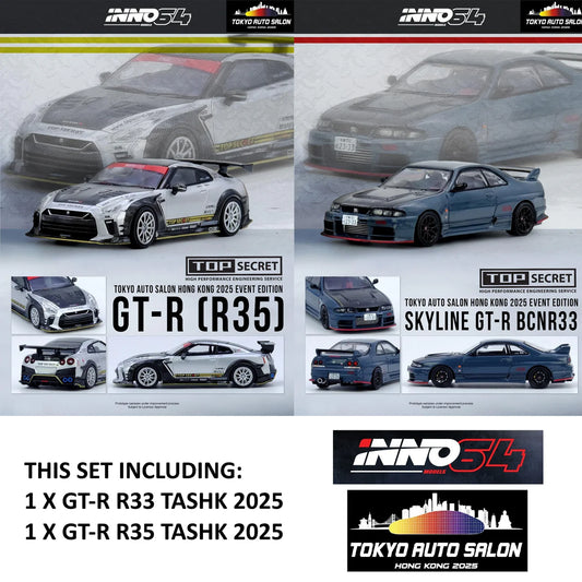 PREORDER - INNO64 1/64 2PC SET - GT-R R33 and R35 TASHK 2025