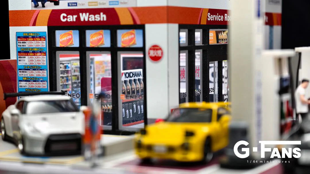 AD x G-FANS 1/64 ENEOS Gas Station with 2 Metal Figures (North American Exclusive Edition) AD-710038GF