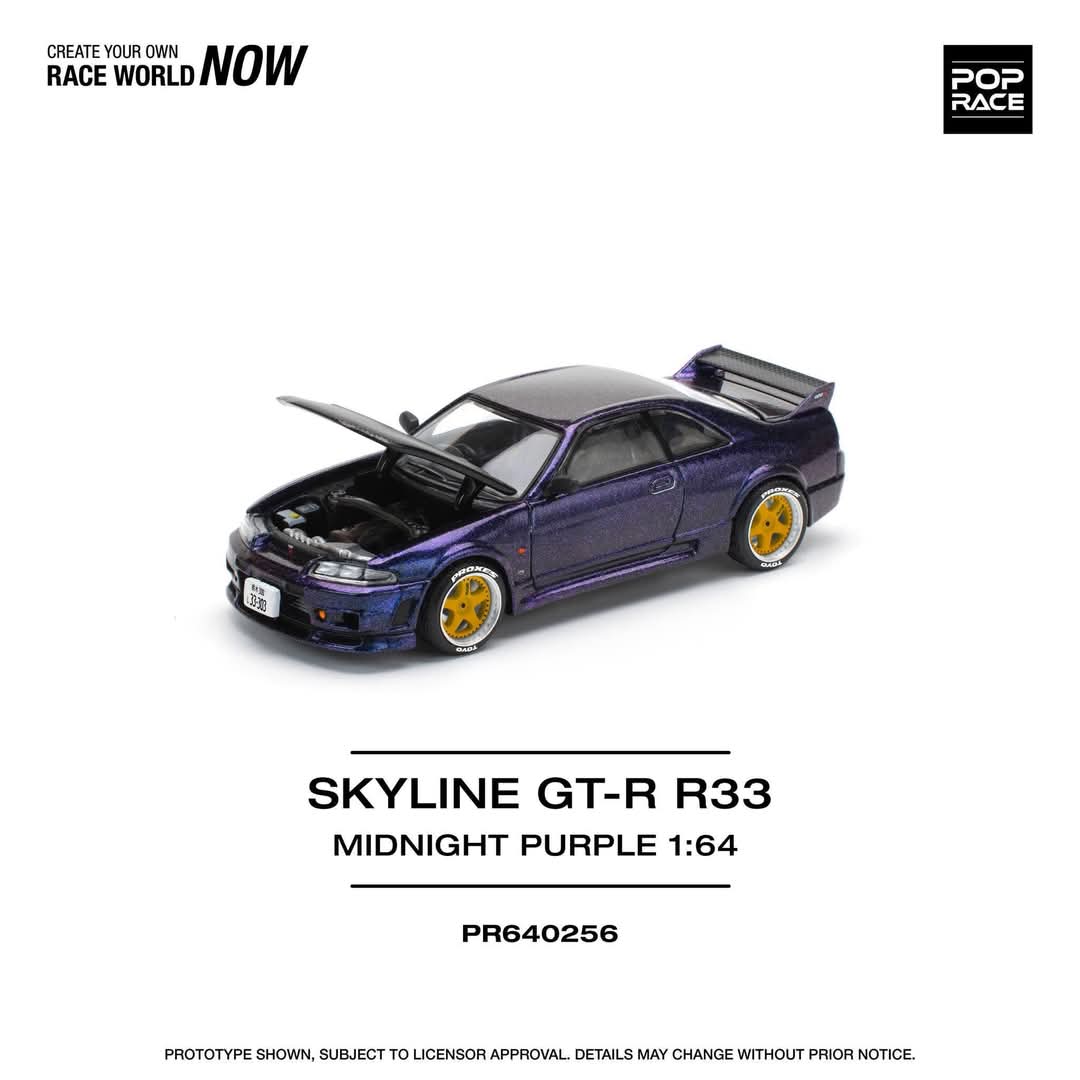 POPRACE 1/64 SKYLINE GT-R R33 NISMO MIDNIGHT PURPLE PR640256