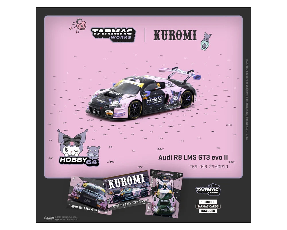 TARMAC WORKS HOBBY64 1/64 KUROMI AUDI R8 LMS GT3 EVO II W/ TRADING CARDS T64-043-24MGP10