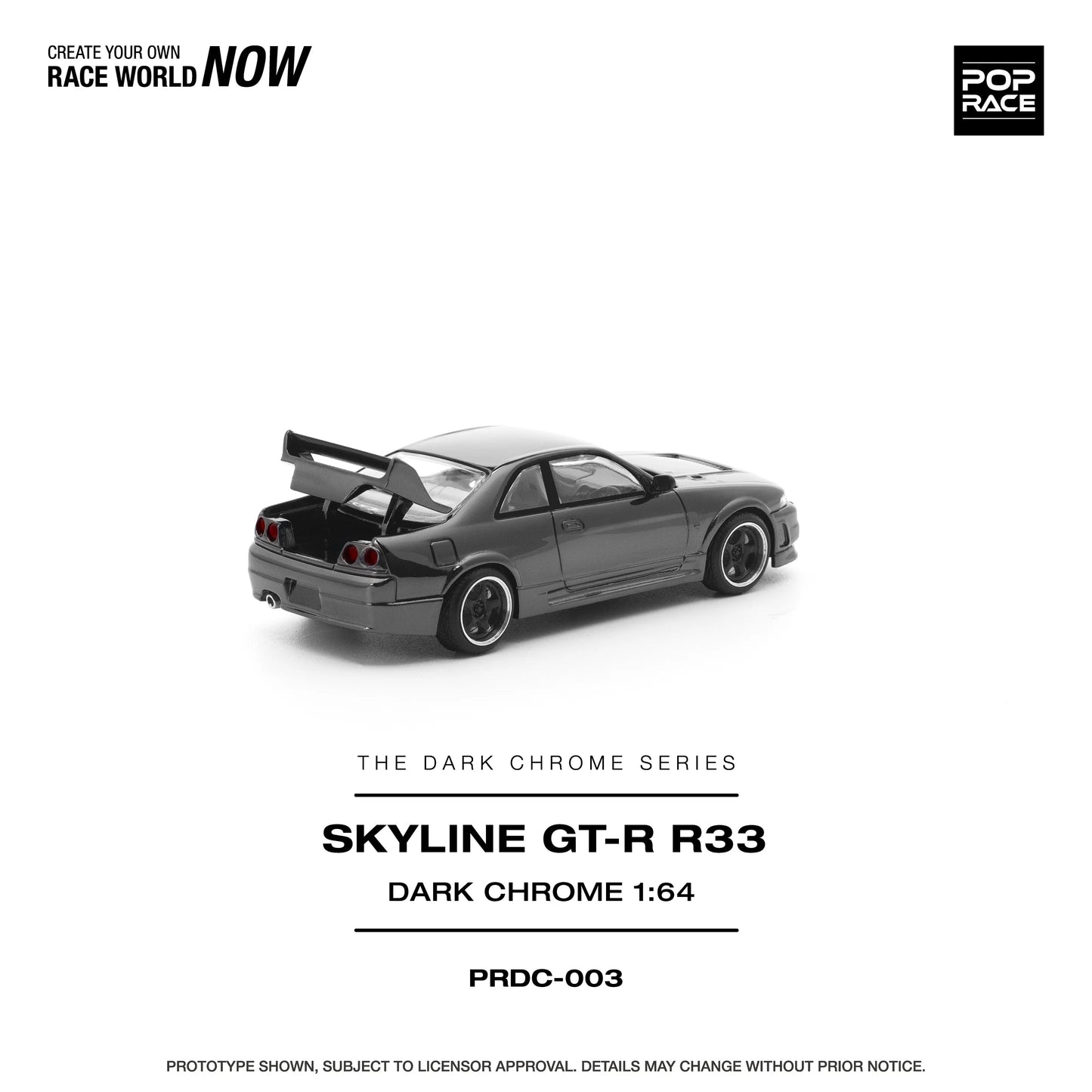 POPRACE 1/64 R33 GT-R DARK CHROME PRDC003