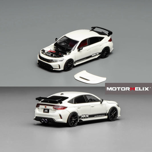 Motorhelix 1/64 Honda Civic TYPE R (FL5) HKS Championship White M65319