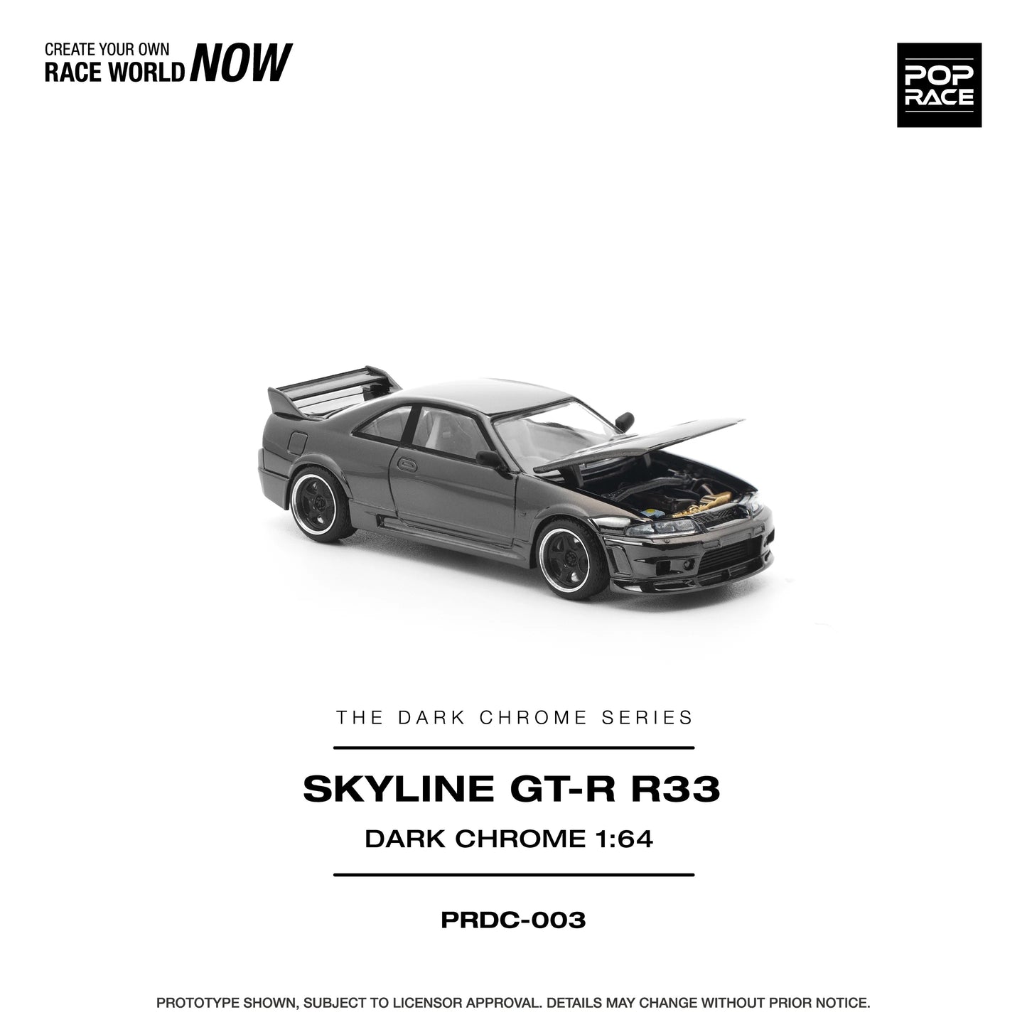 POPRACE 1/64 R33 GT-R DARK CHROME PRDC003