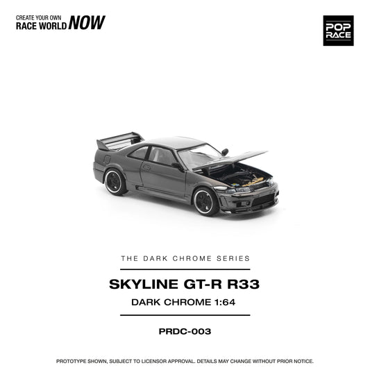 POPRACE 1/64 R33 GT-R DARK CHROME PRDC003