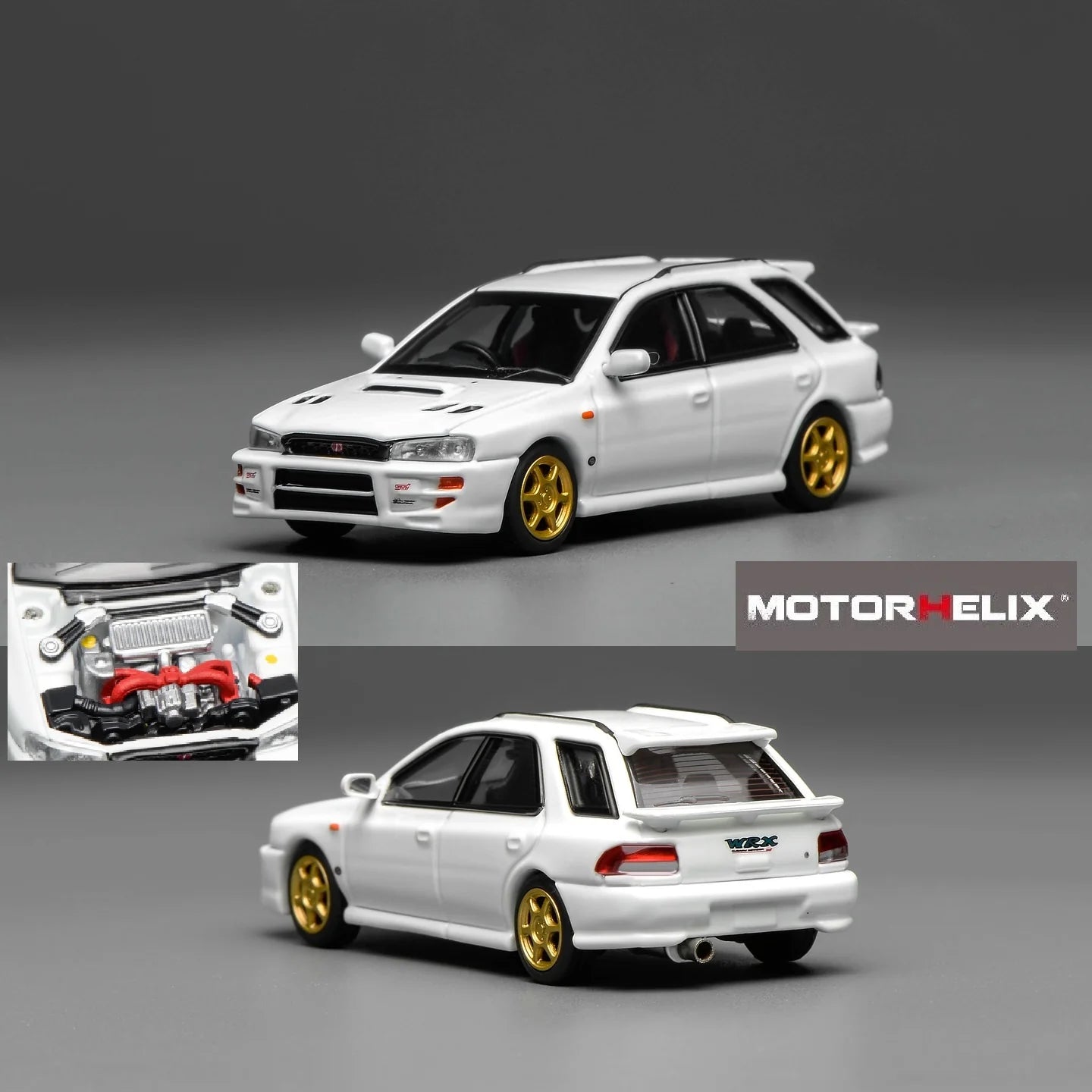 Motorhelix 1/64 Subaru Impreza Wagon WRX STi Version VI (GC8) Pure White