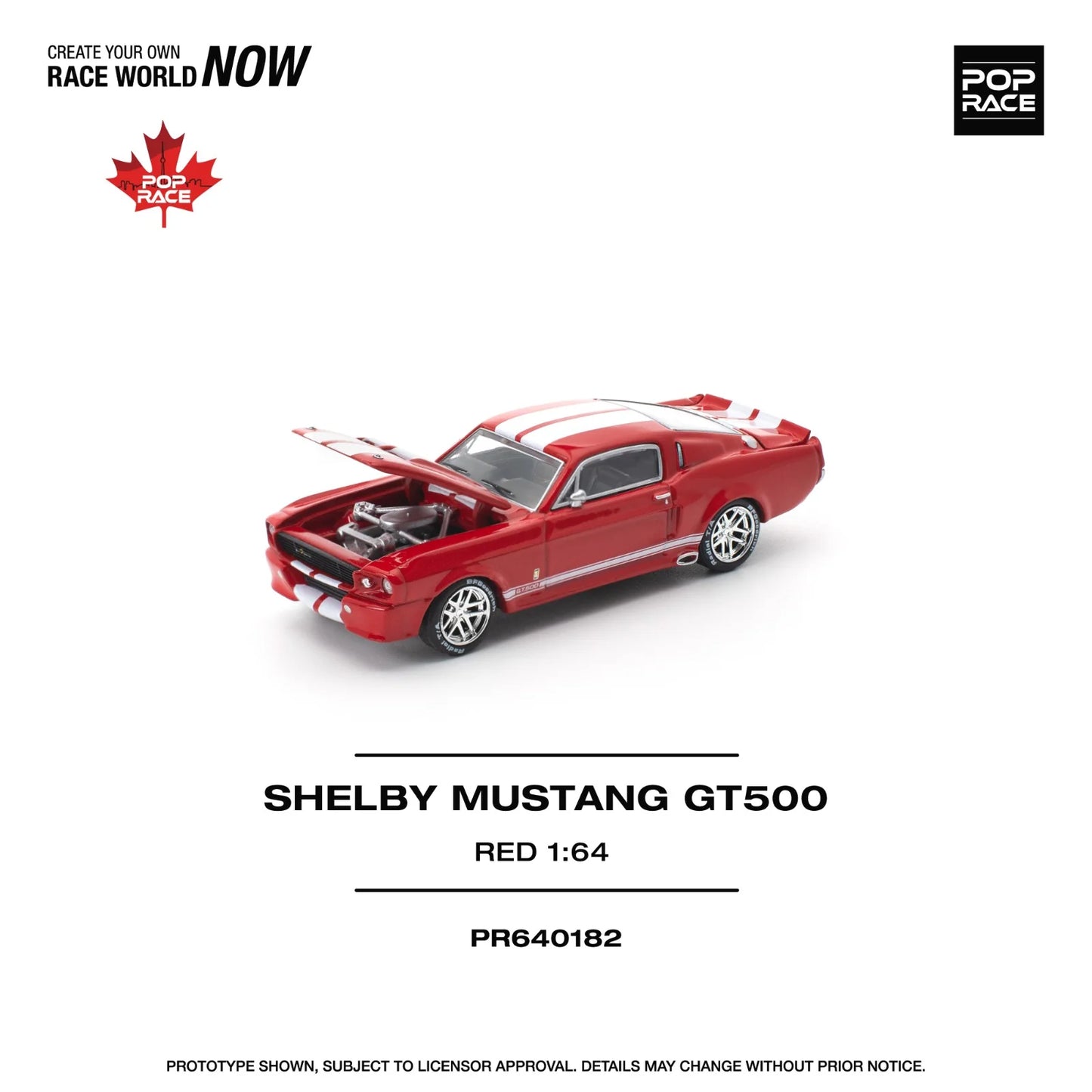 POPRACE 1/64 SHELBY MUSTANG GT500 RED PR640182