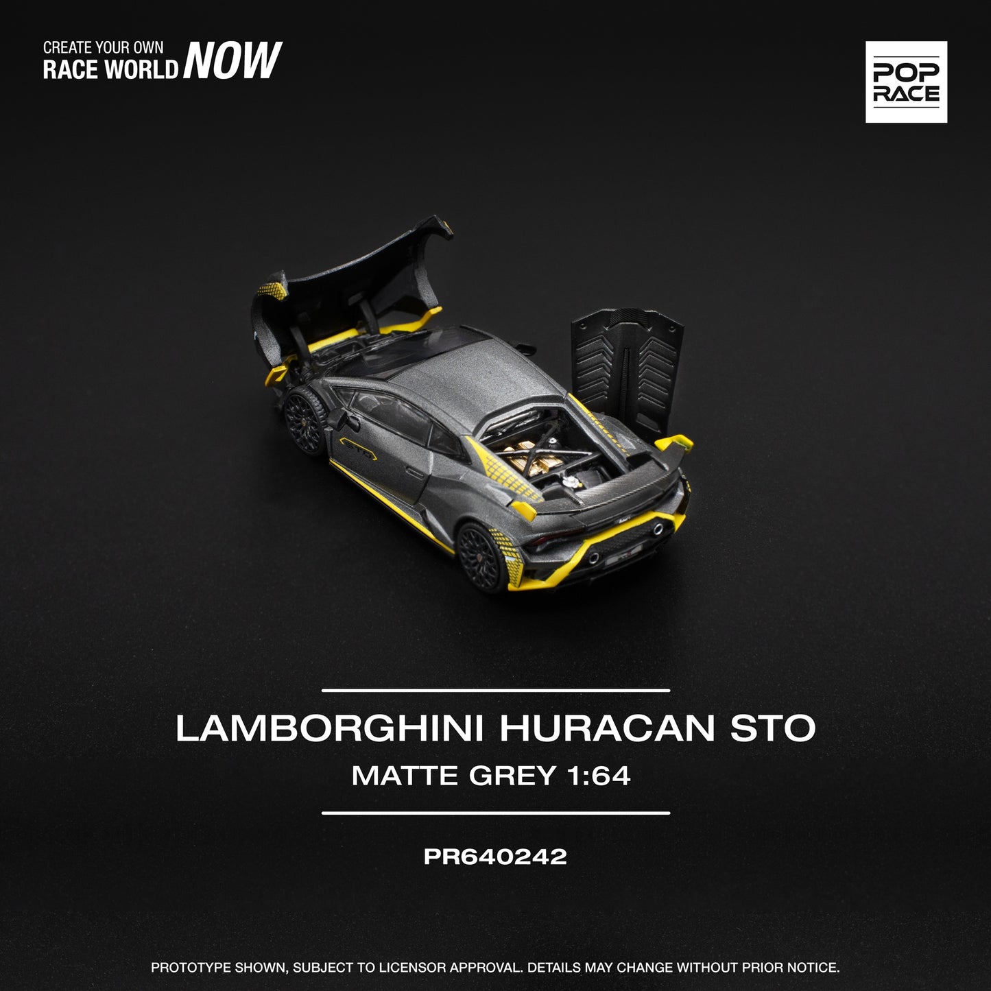 POPRACE 1/64 LAMBORGHINI HURACAN STO MATTE GREY PR640242