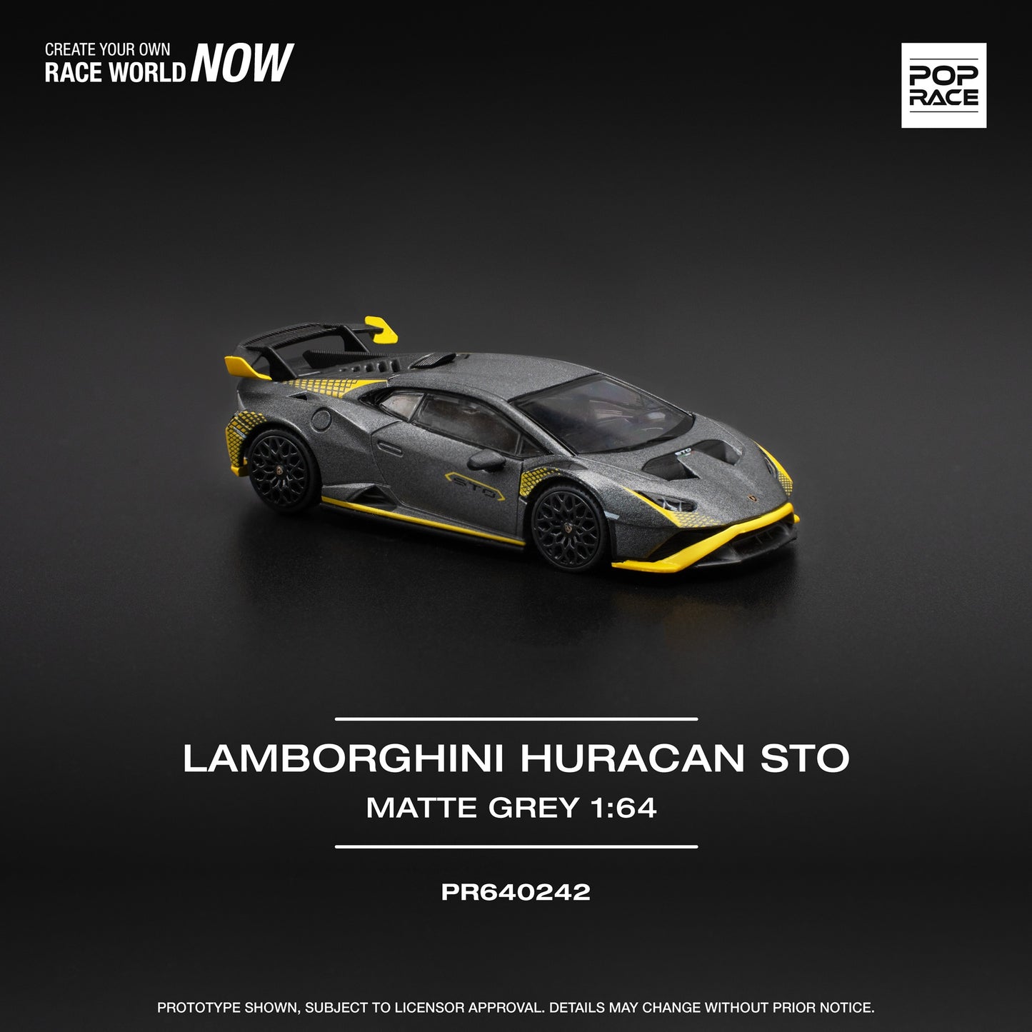 POPRACE 1/64 LAMBORGHINI HURACAN STO MATTE GREY PR640242