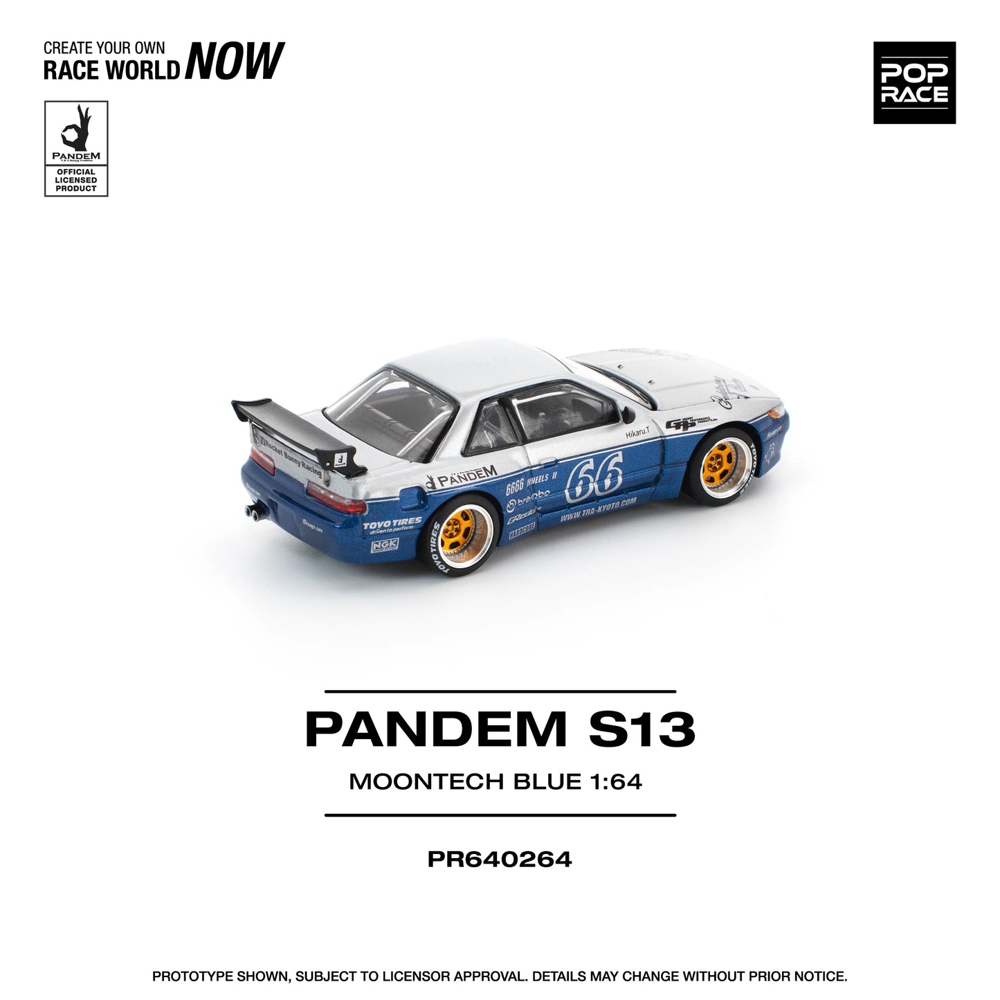 PREORDER POPRACE 1/64 PANDEM SILVIA S13 MOONTECH BLUE PR640264