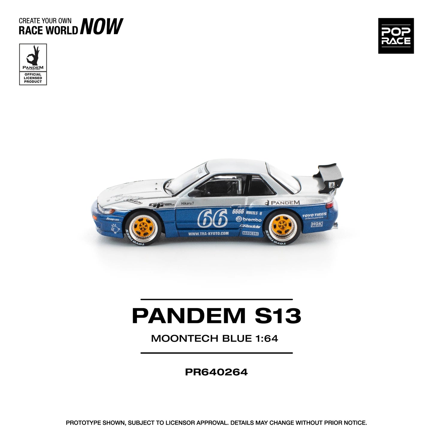 PREORDER POPRACE 1/64 PANDEM SILVIA S13 MOONTECH BLUE PR640264