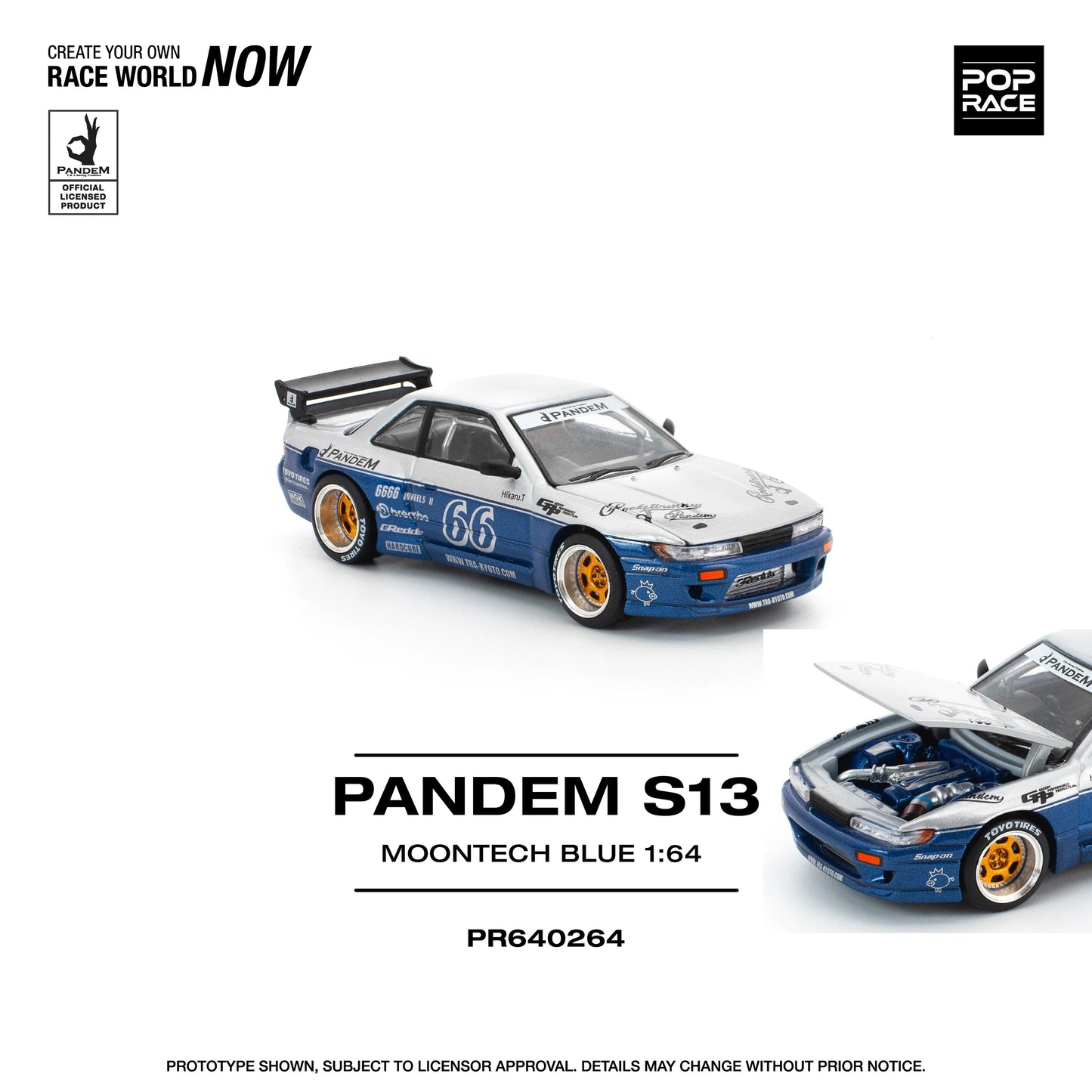 PREORDER POPRACE 1/64 PANDEM SILVIA S13 MOONTECH BLUE PR640264
