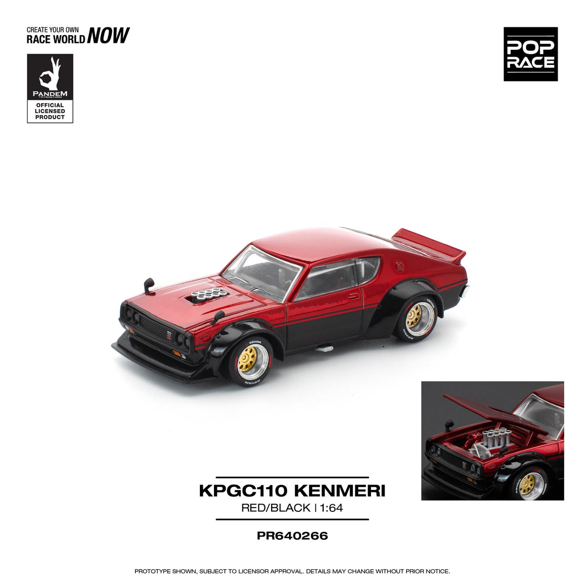 POPRACE 1/64 KPGC110 KENMERI - RED/BLACK PR640266