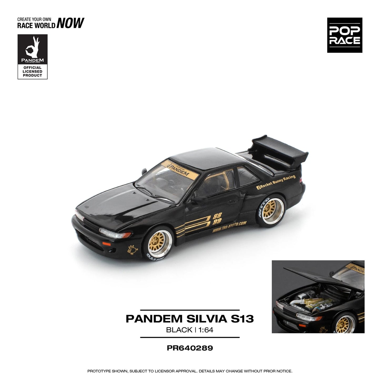 POPRACE 1/64 PANDEM SILVIA S13 - BLACK PR640289