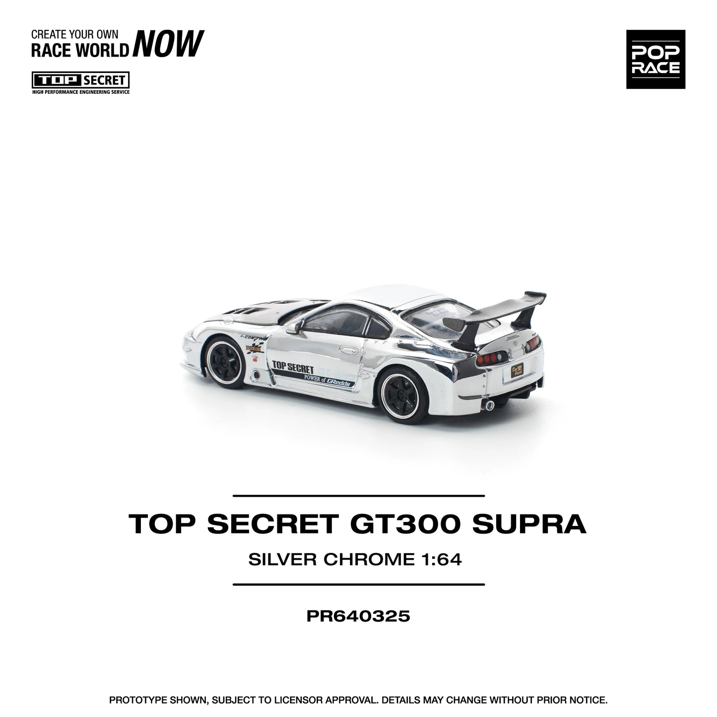 POPRACE 1/64 TOP SECRET GT300 SUPRA - SILVER CHROME PR640325