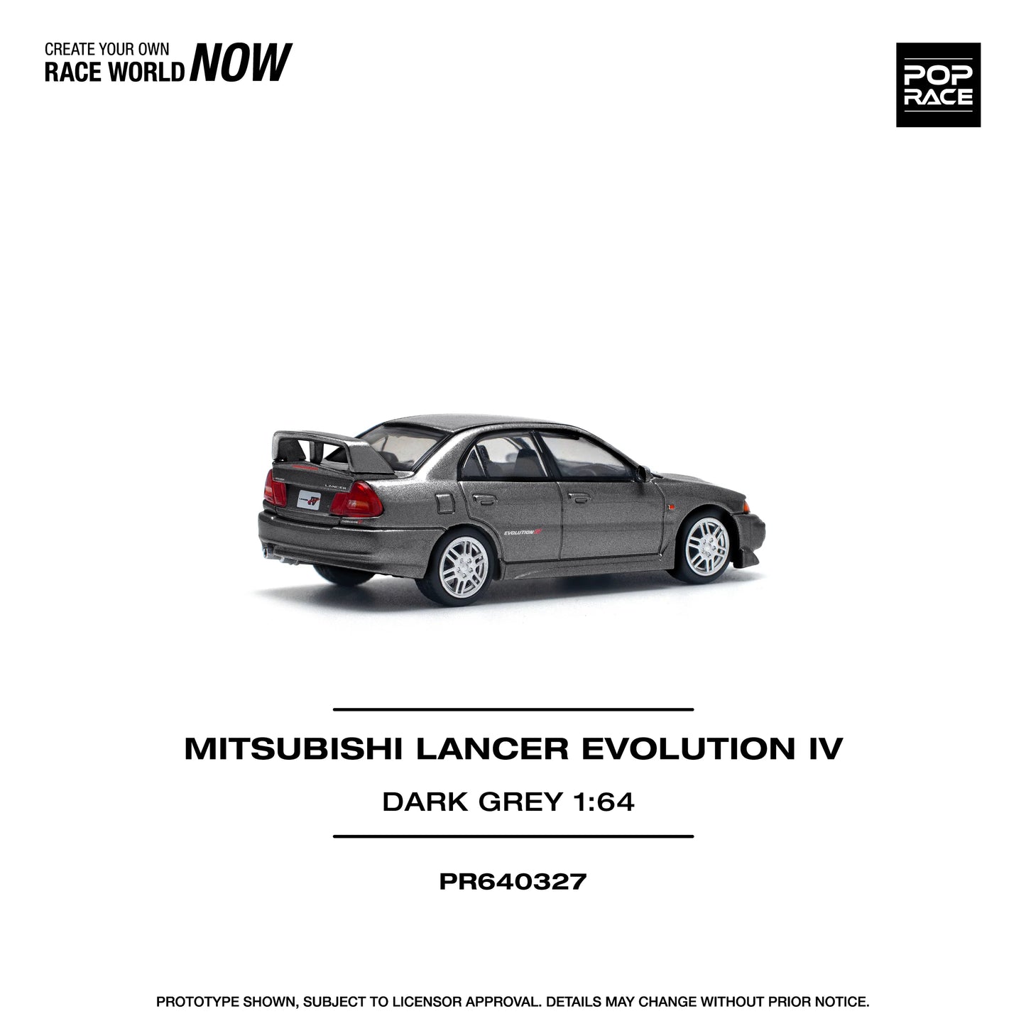 POPRACE 1/64 MITSUBISHI LANCER EVOLUTION IV DARK GREY PR640327