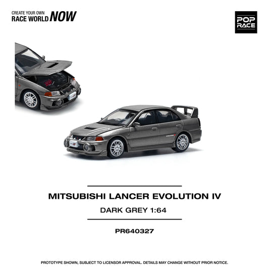 POPRACE 1/64 MITSUBISHI LANCER EVOLUTION IV DARK GREY PR640327