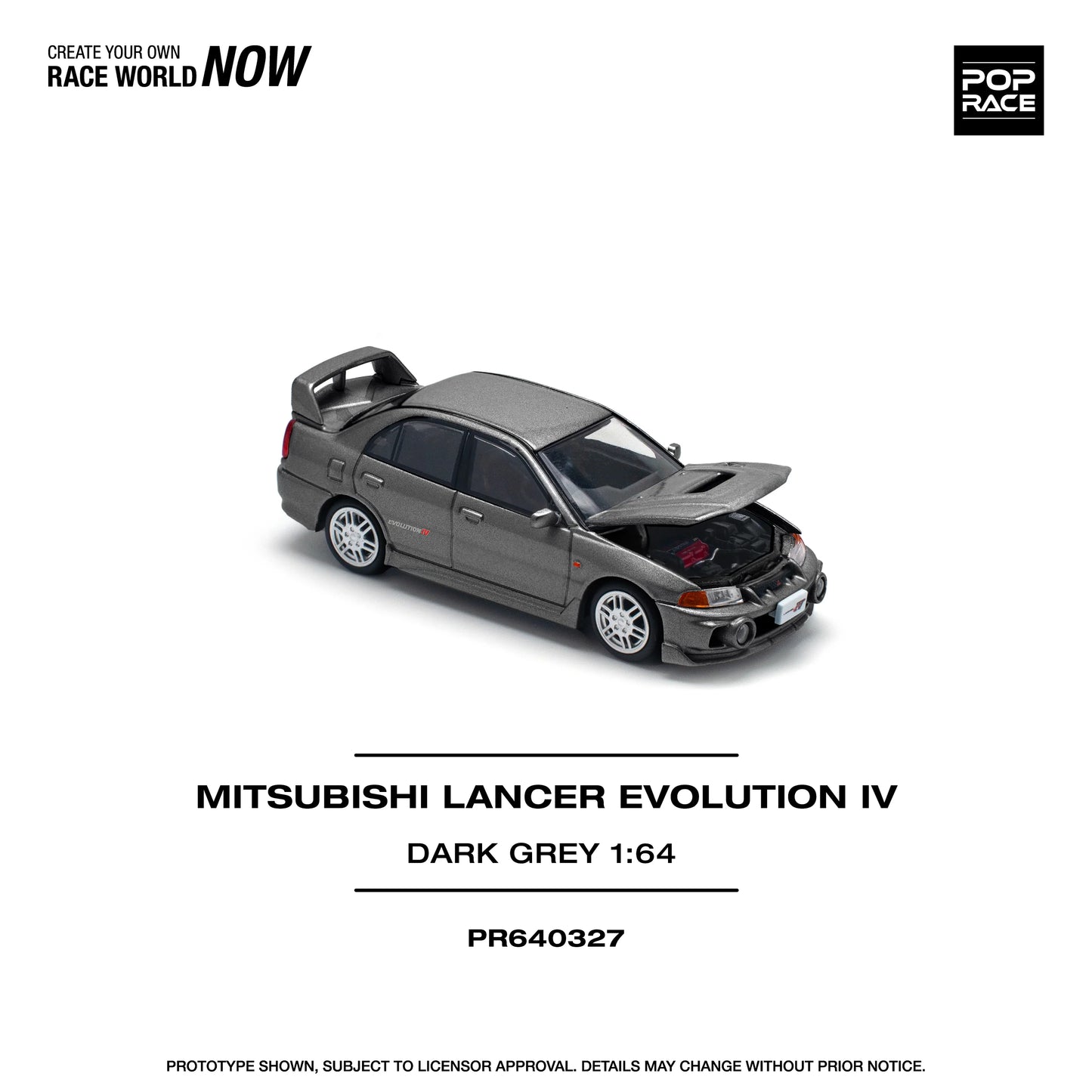POPRACE 1/64 MITSUBISHI LANCER EVOLUTION IV DARK GREY PR640327