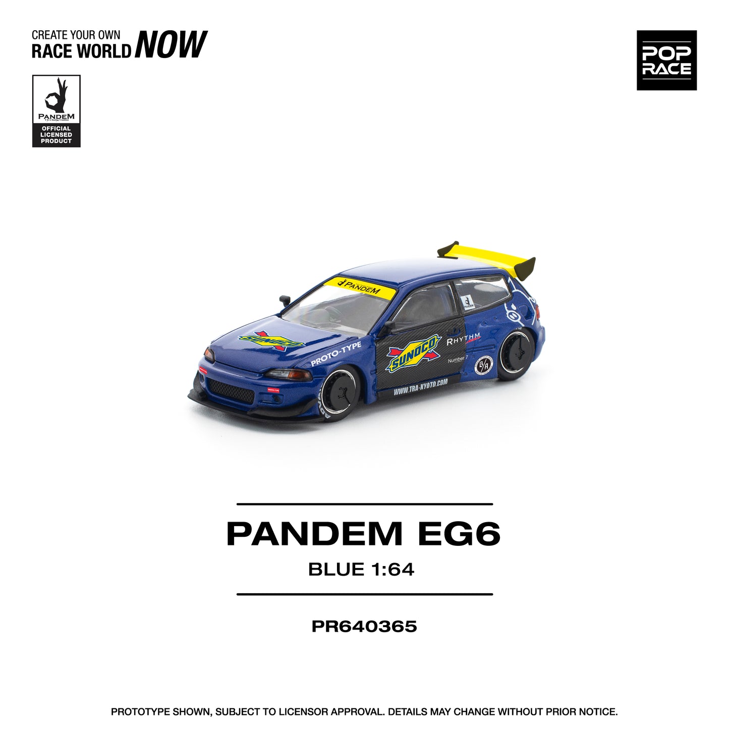 POPRACE 1/64 PANDEM CIVIC EG6 BLUE/BLACK PR640365
