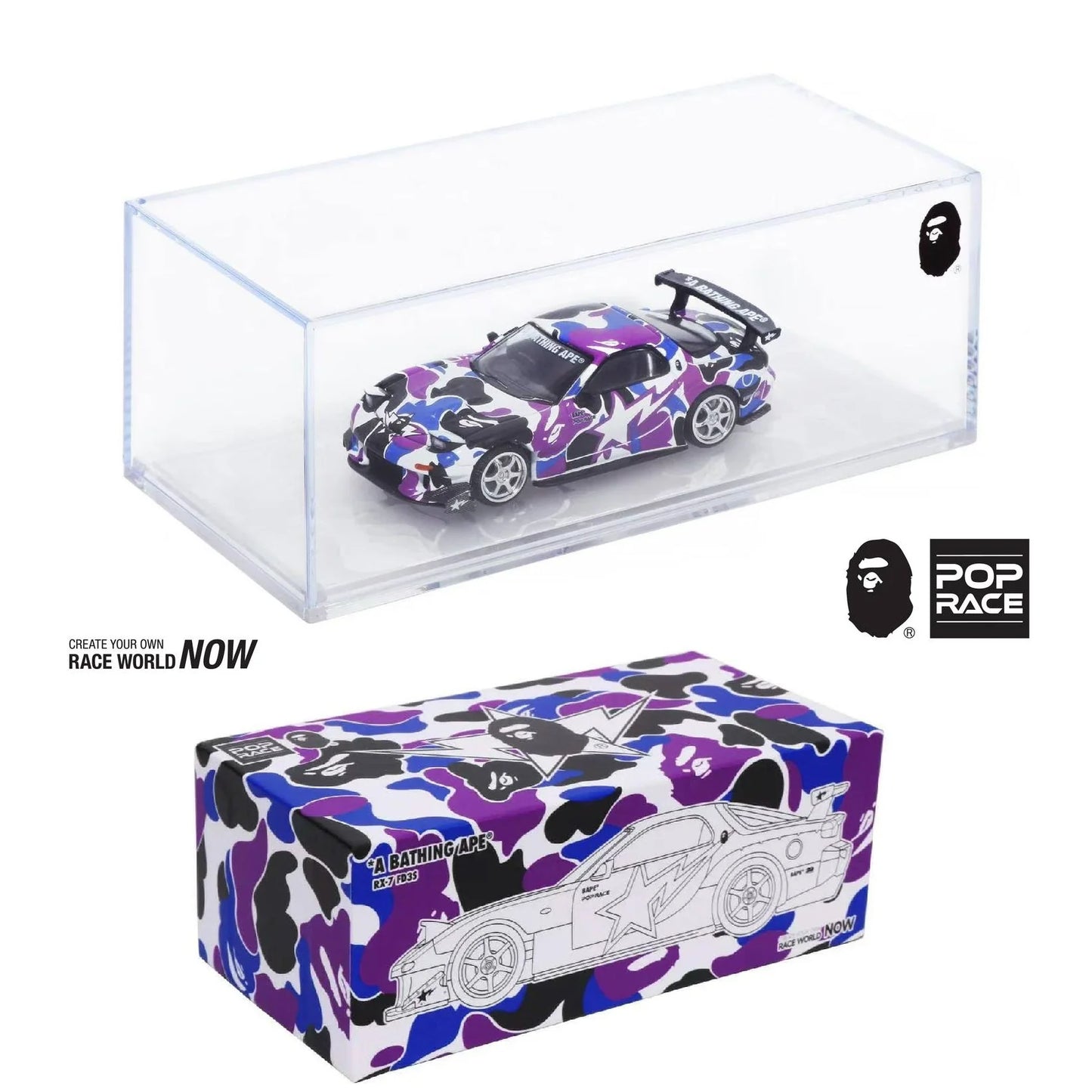 POPRACE 1/64 Mazda RX-7 FD3S Re-Amemiya A BATHING APE STORE Hong Kong 20th Anniversary Special Edition PR640493