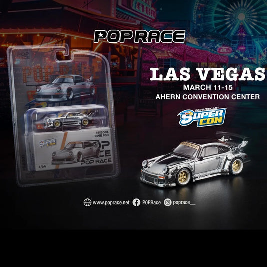 POPRACE 1/64 RWB 930 Silver Chrome - Las Vegas Supercon 2026 Edition
