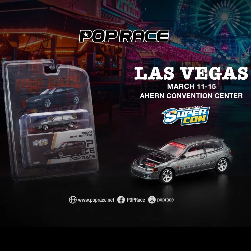 POPRACE 1/64 Honda Civic EG6 DARK GREY - 2026 LAS VEGAS SUPERCON Edition
