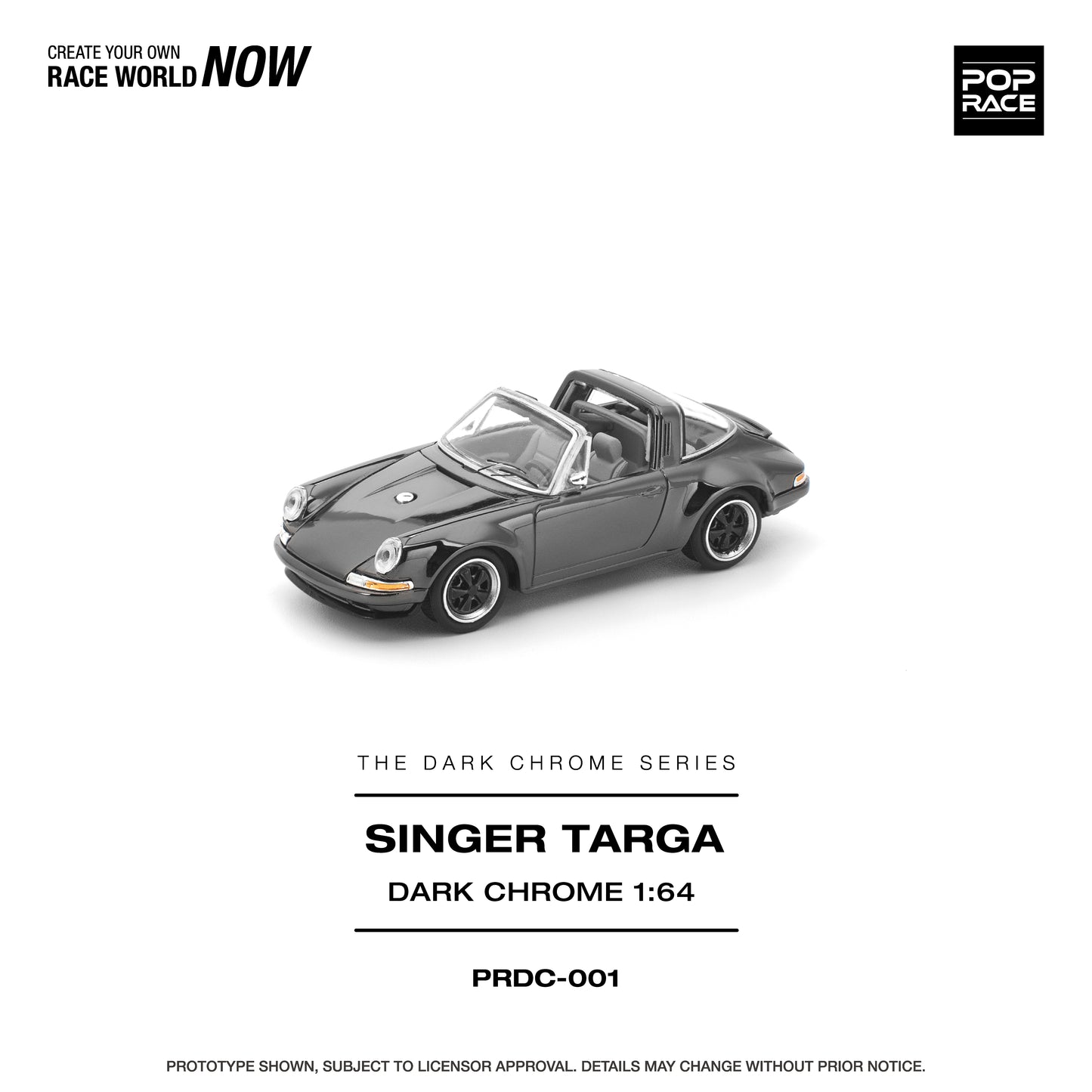POPRACE 1/64 SINGER TARGA DARK CHROME PRDC001