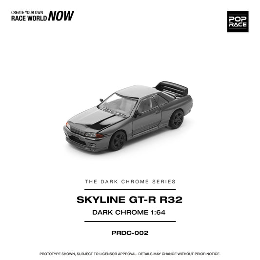 PREORDER POPRACE 1/64 SKYLINE GT-R R32 DARK CHROME PRDC002