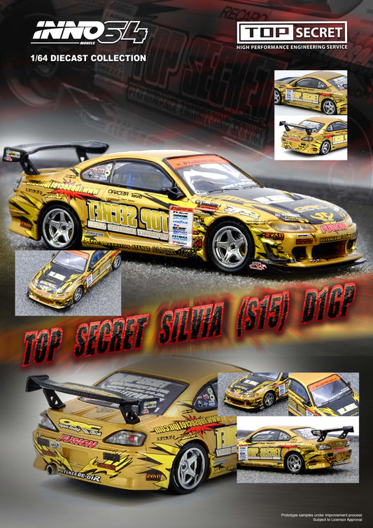 INNO64 1/64 TOP SECRET Silvia (S15) Gold D1 Grand Prix Series Champion 2004 IN64-S15TS-D104